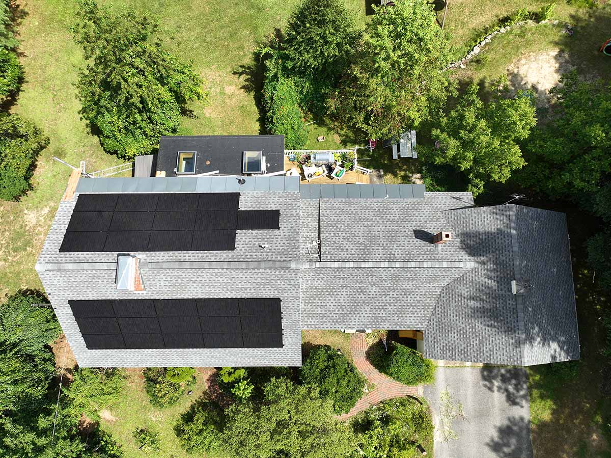 green home in MA with solar panels