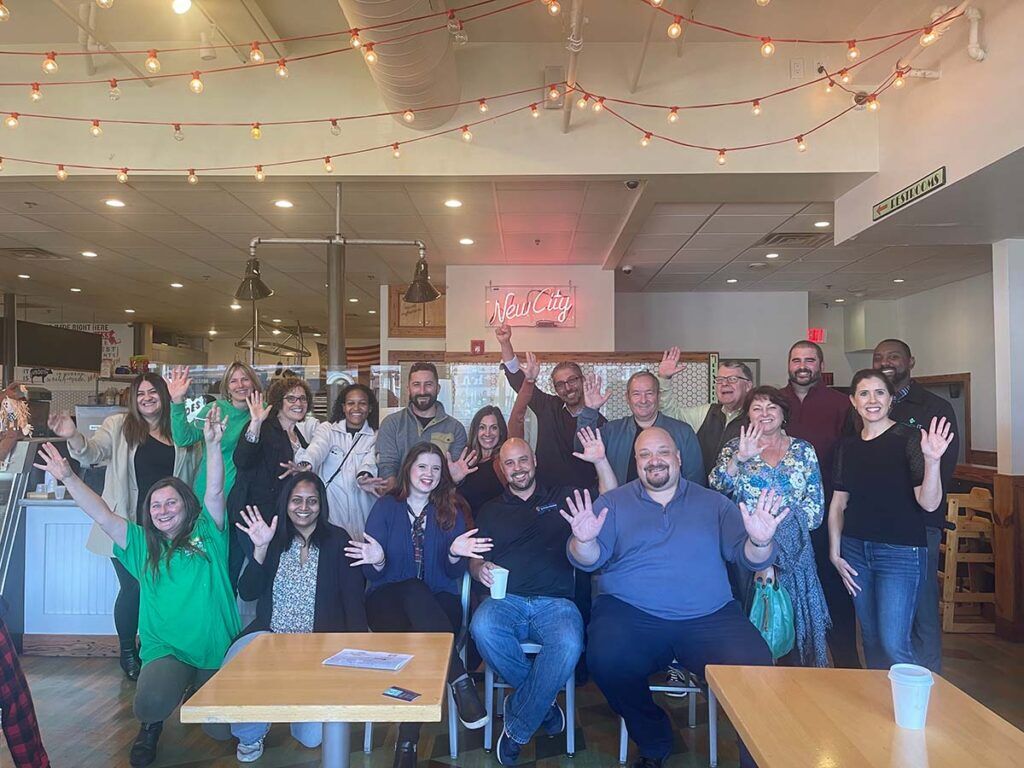 The Hudson Business Association in Hudson, MA group photo during a Friday Fire Up monthly meeting.