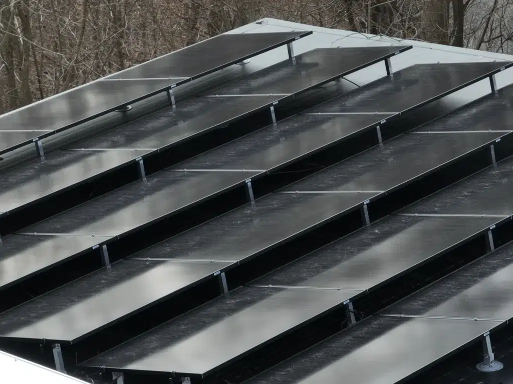 Rooftop Solar Panels on a flat surfaced roof