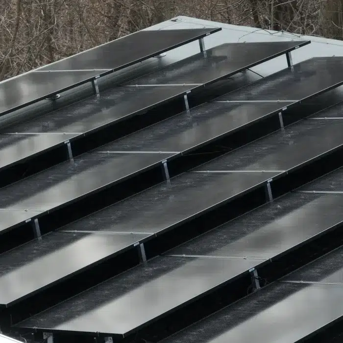 Rooftop Solar Panels on a flat surfaced roof