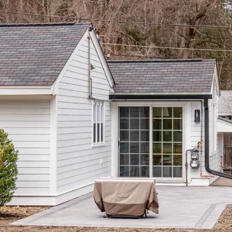 New shingled roof on a residential home in Wayland, Massachusetts by the Golden Group Roofing.