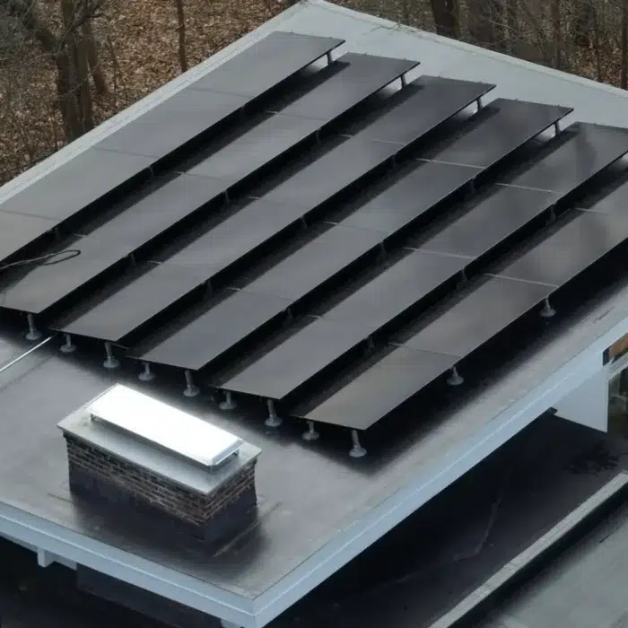 Solar Panels installed on a flat residential roof in Lexington, MA